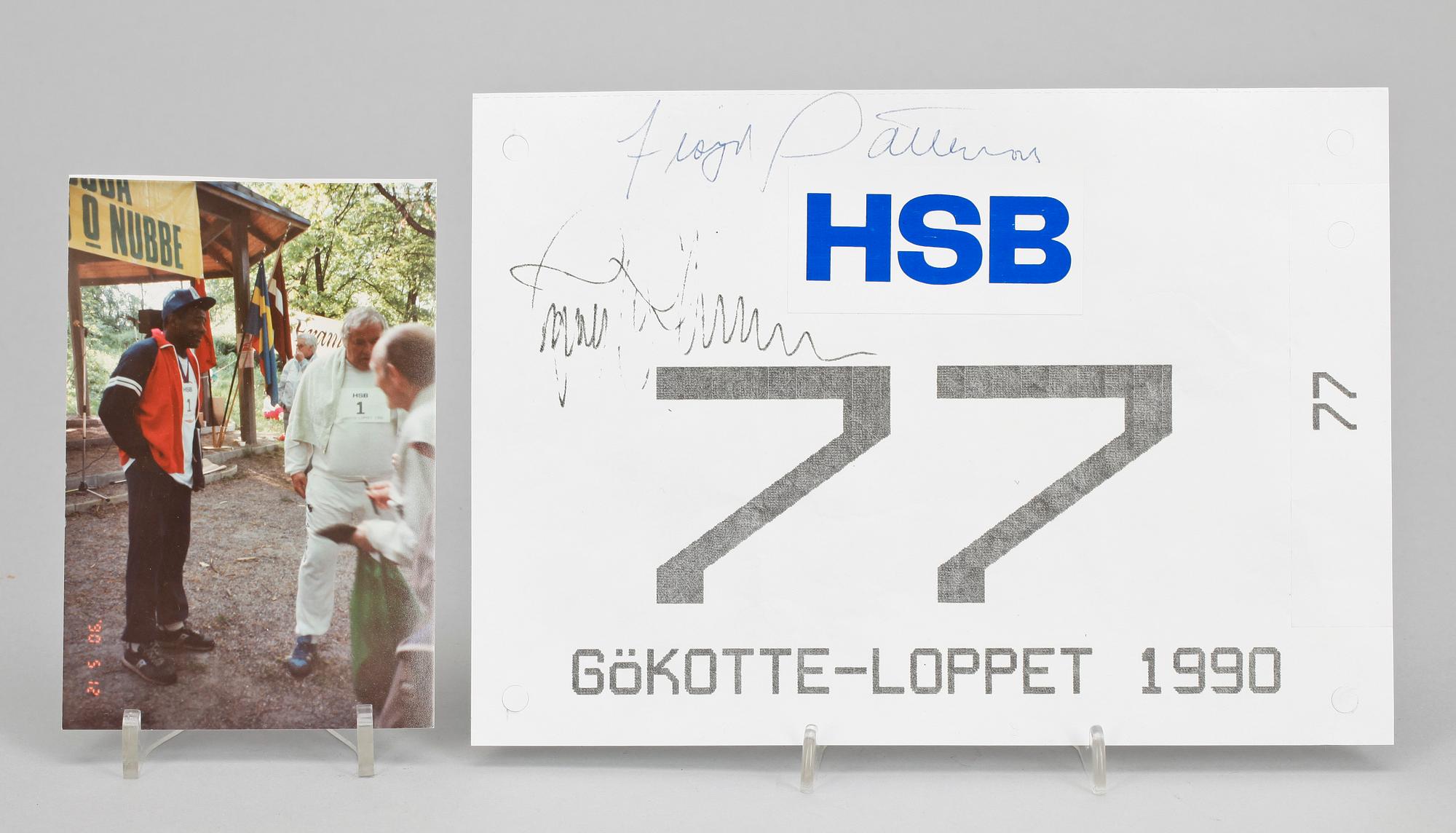 BOXARAUTOGRAFER OCH MEDALJ, 2+1st, Floyd Patterson resp Ingmar Johansson, Tantolunden 12/5 1990.