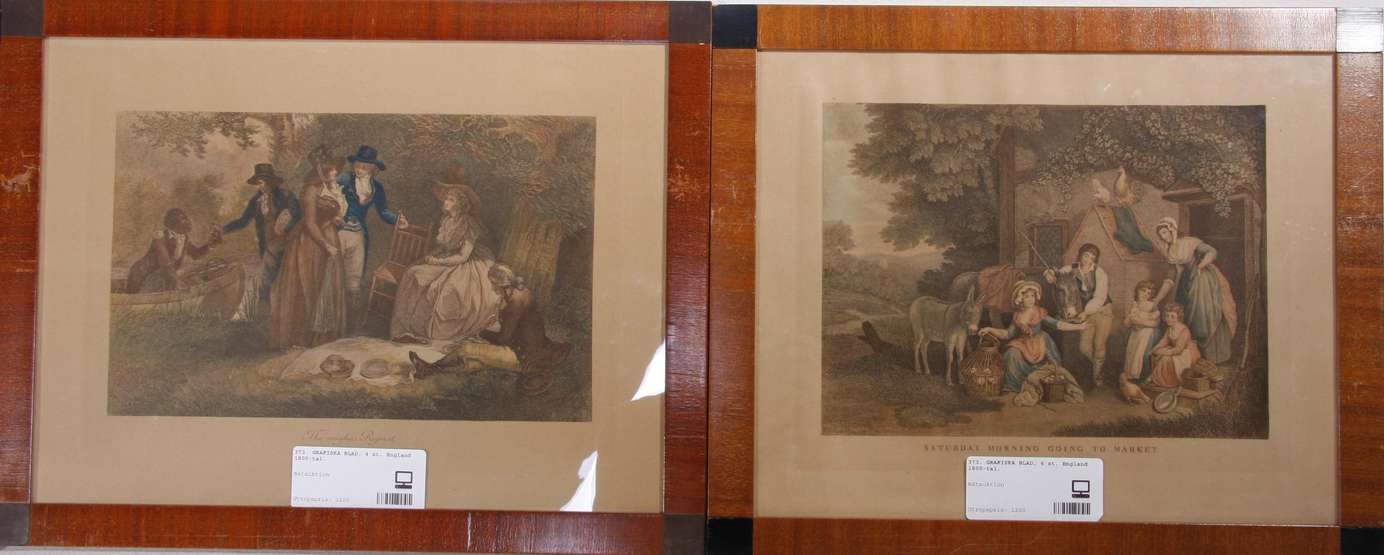 GRAFISKA BLAD, 4 st. England 1800-tal.