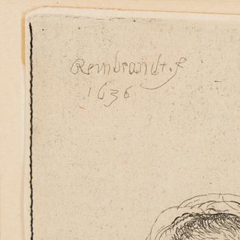 Rembrandt Harmensz van Rijn, etsning, 1636, senare avdrag, troligen Basan.