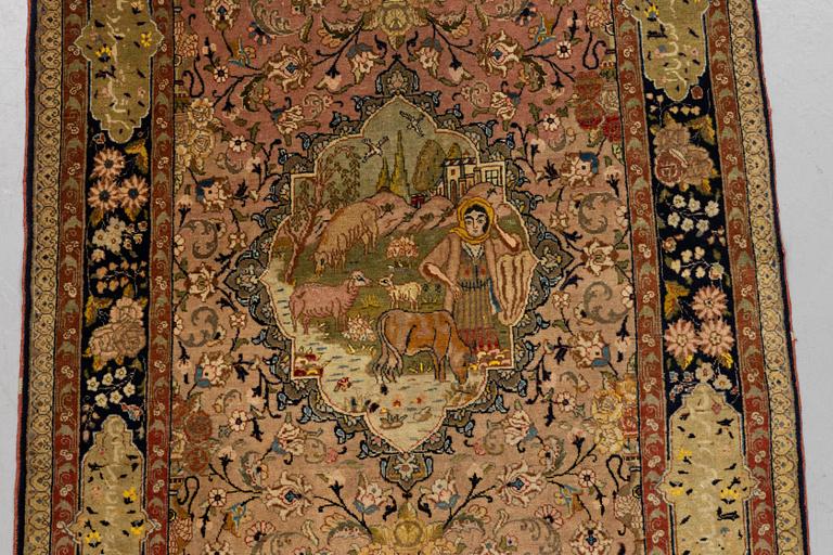 Matta, semiantik, Täbris, figural, ca 138 x 86 cm.