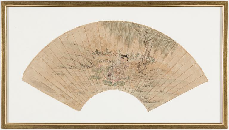 Two Chinese fan paintings, late 19th/early 20th century.