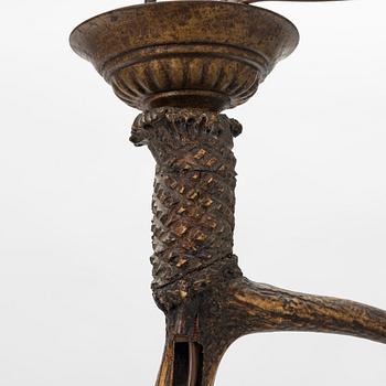 A horn chandelier, first half of the 20th Century.
