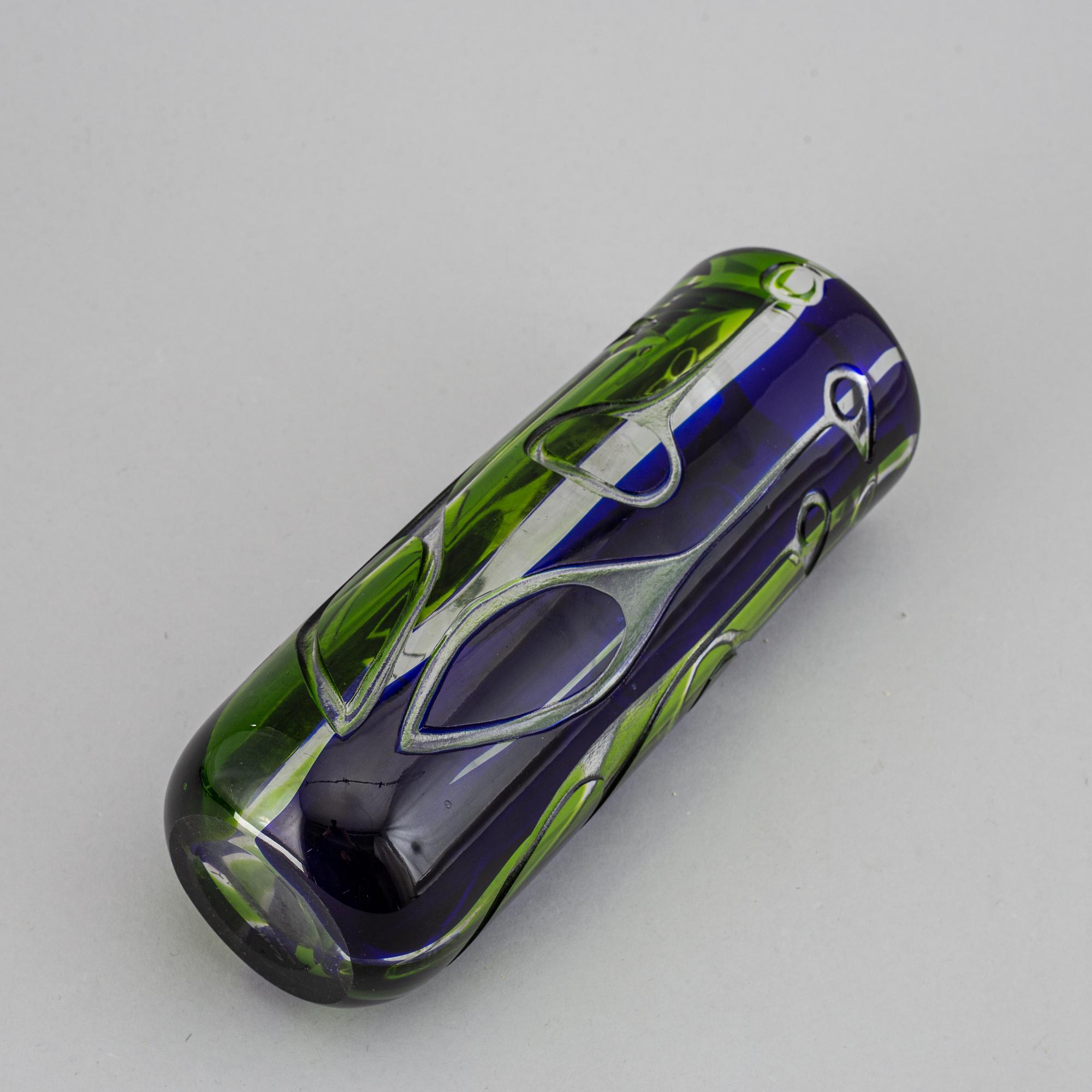 Vicke Lindstrand, a signed glass vase, Kosta Boda.