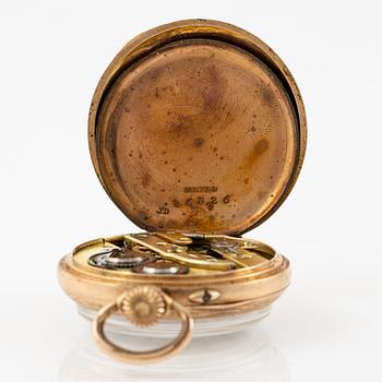 Pocket watch, 14K gold, with stand, 33.5 mm.