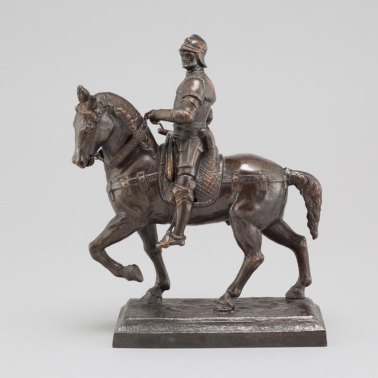 ANDREA DEL VERROCCHIO, kopia efter, skulptur, mörkpatinerad metall, 1900-tal.