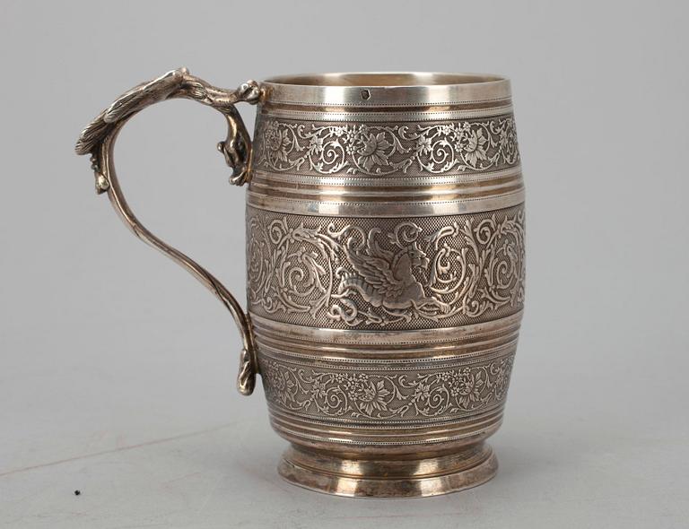 MUGG, silver, franska stämplar 925. 1800-talets slut. Vikt 218 g.