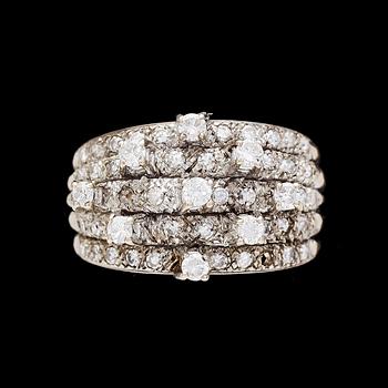 RING, brilliant- and eight cut diamonds, tot. app. 1 cts.