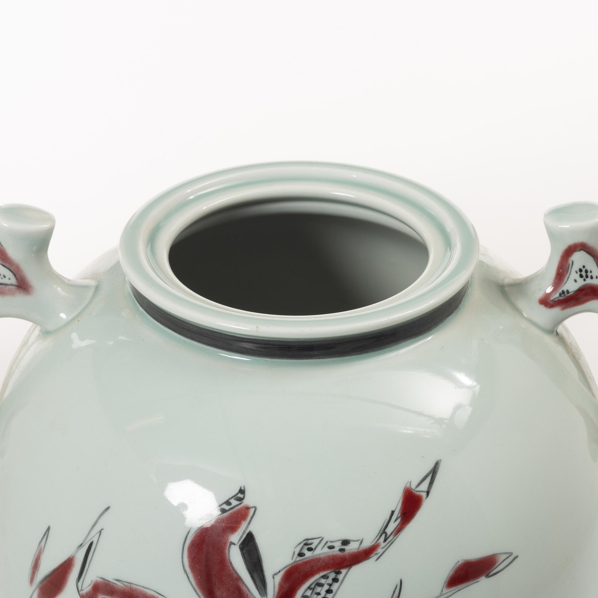 Thorkild Olsen, a porcelain urn with cover, Royal Copenhagen, Denmark, dated 1952.