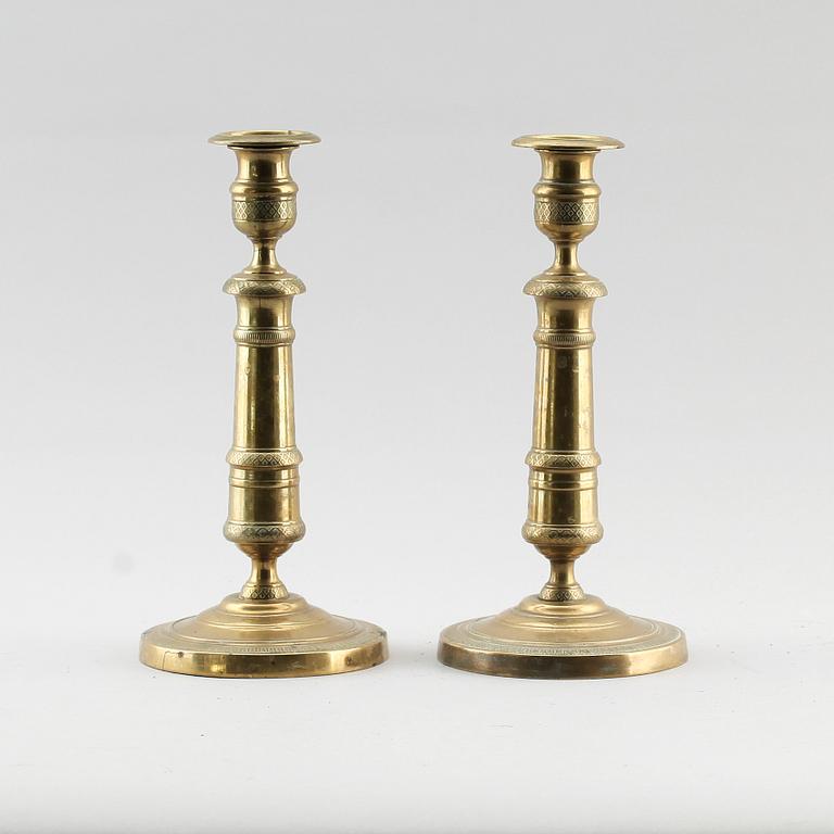 LJUSSTAKAR, 1 par, brons, empire, 1800-talets första hälft.