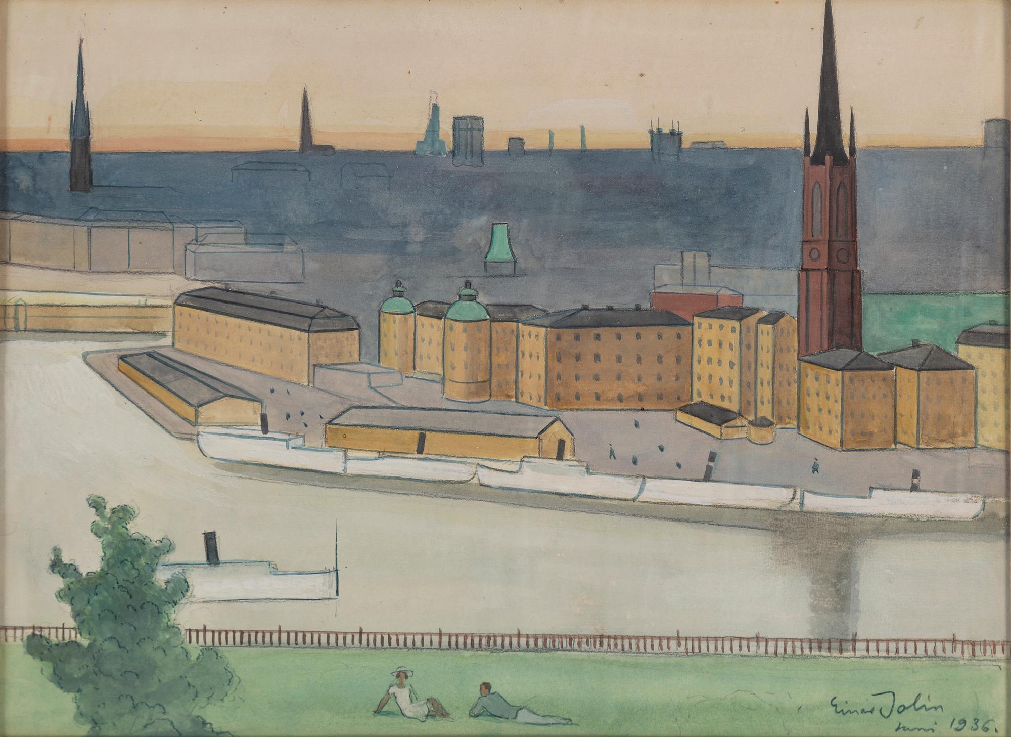 EINAR JOLIN, watercolor on paper, signed and dated June 1936.