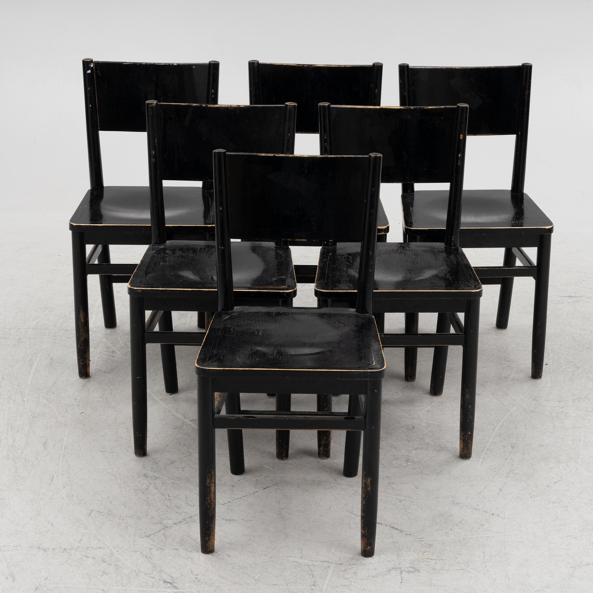 Six chairs, 1930s.