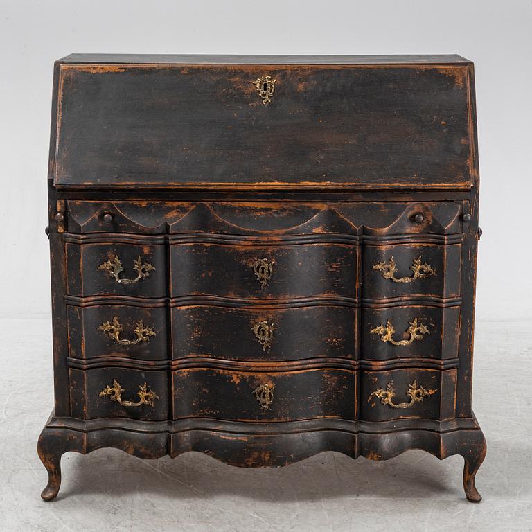 A painted oak Baroque secretaire, 18th Century.