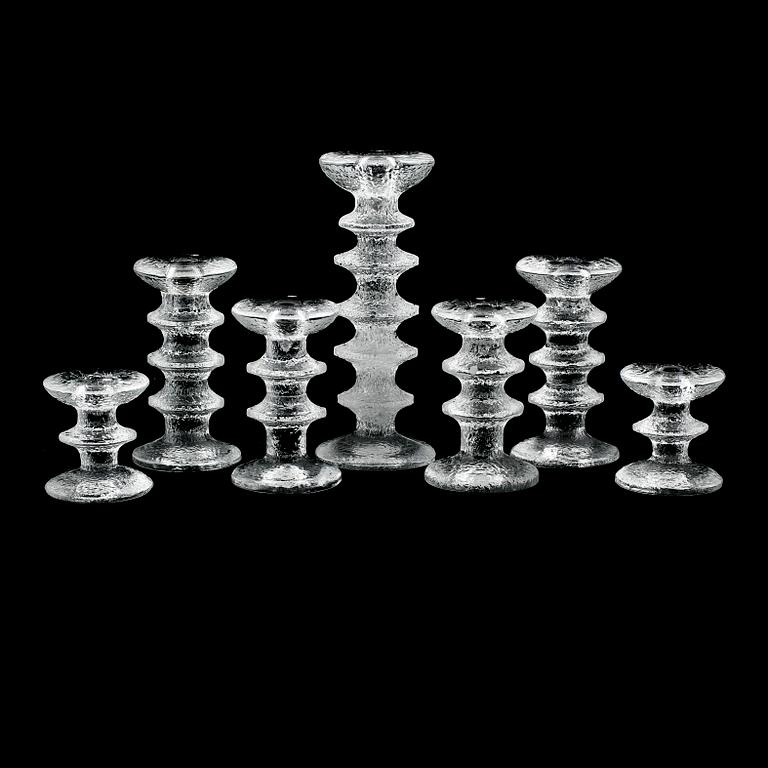LJUSSTAKAR, 7 st, glas, "Festivo", Timo Sarpaneva, Iittala.