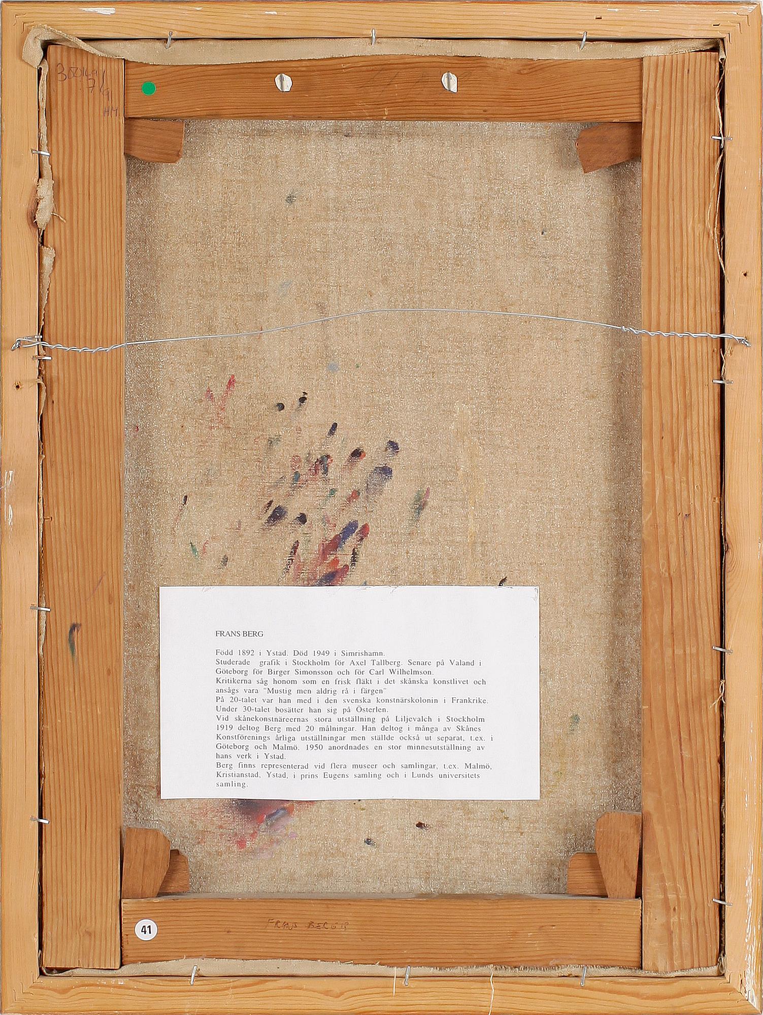 FRANS BERG, olja på duk, monogramsignerad och daterad -17.