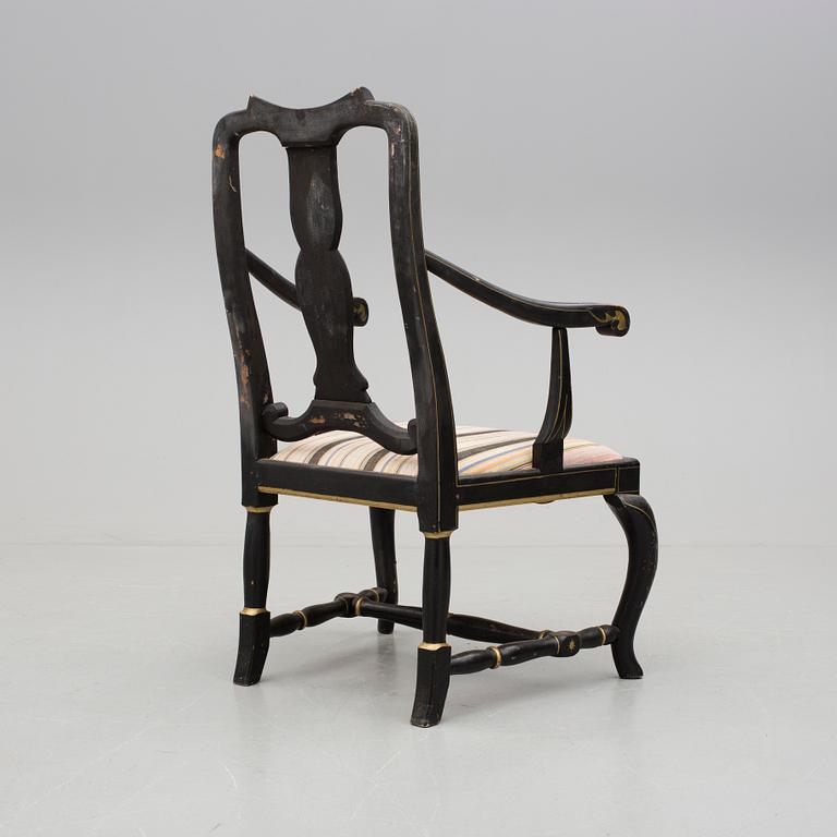 KARMSTOL, senbarockstil, bär datering 1888.