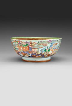 A massive Chinese Export 'Hong' punch bowl, Qing dynasty, Qianlong (1736-95).