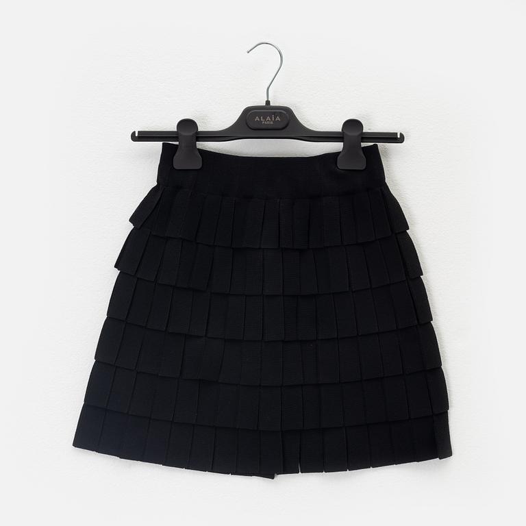 Alaïa, a black fringed skirt, size 36.