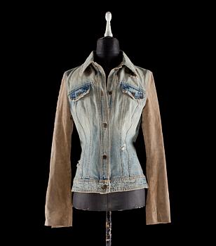 1451. A denim jacket by Dolce & Gabbana with suede on the sleeves.