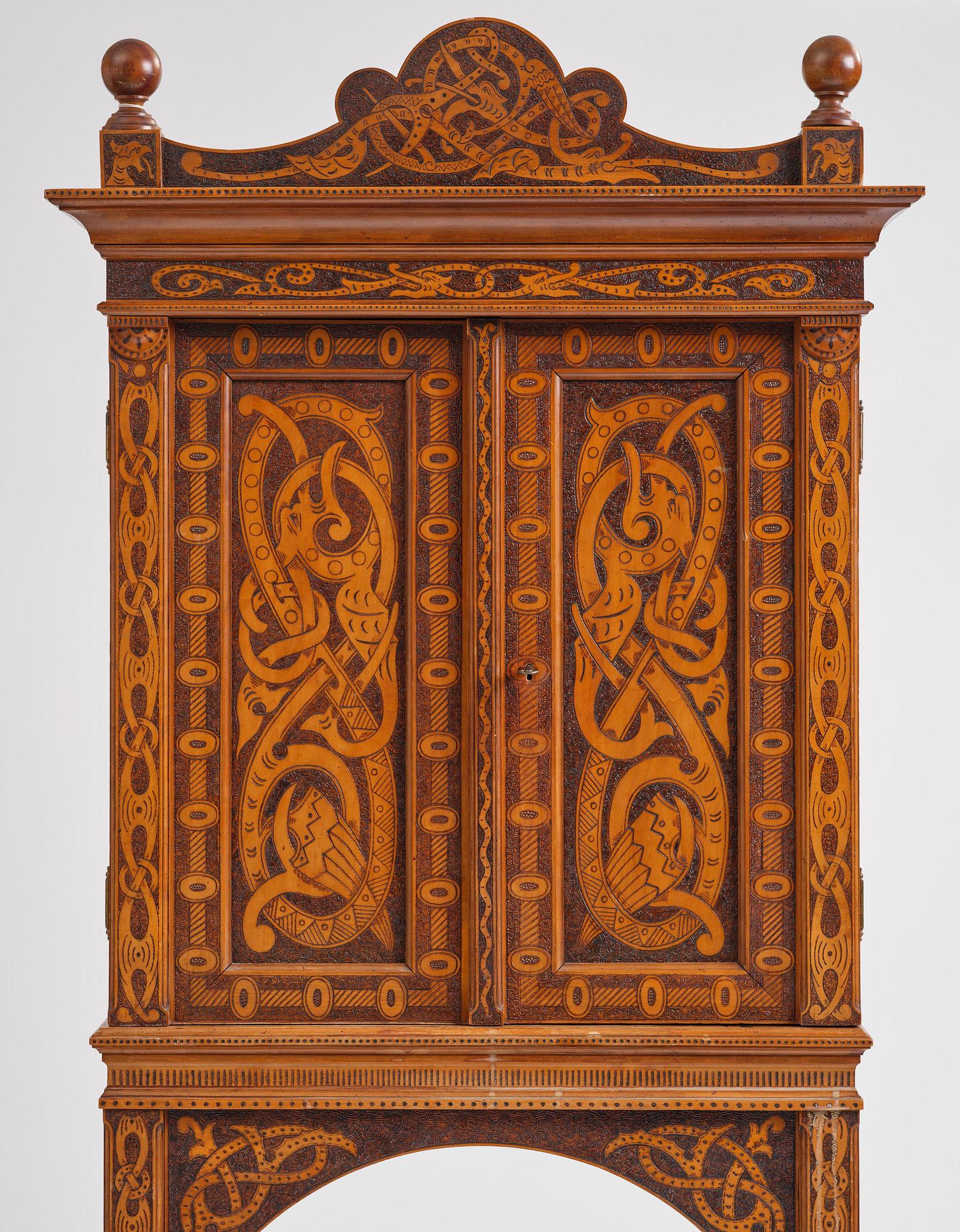 Cabinet, probably Norway, Old Norse style, late 19th century.