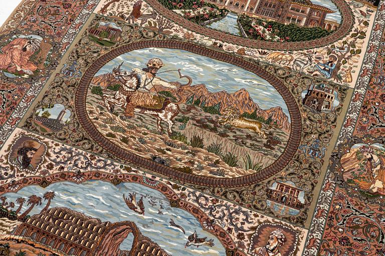 Matta, Täbriz, figural. ca 177 x. 241 cm.