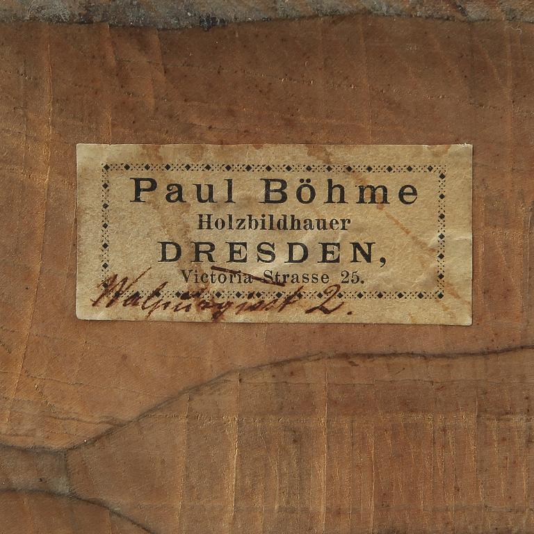 SKULPTUR, trä, Paul Böhme, Dresden, 1900-talets andra hälft.