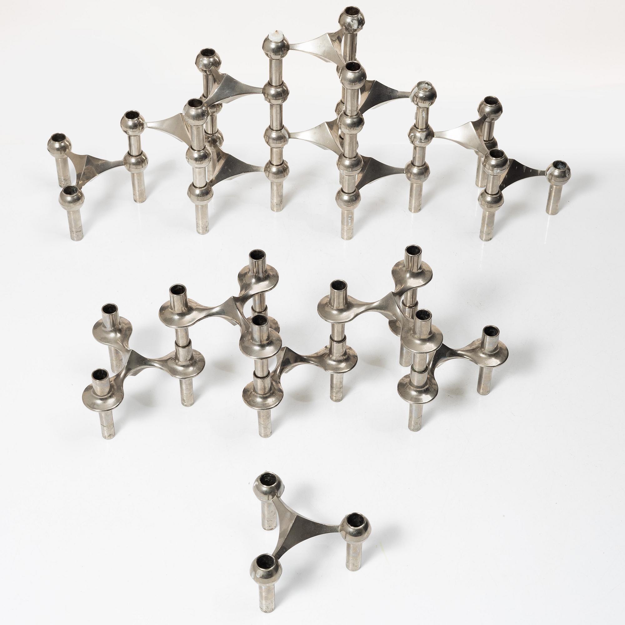 Ceasar Stoffic & Friz Nagel, candle holders 16 pcs Germany late 20th century.