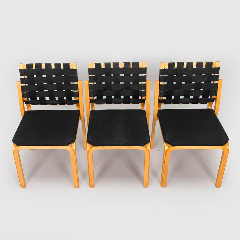 Alvar Aalto, stolar, 3 st, modell 612, Artek 1900-talets mitt.