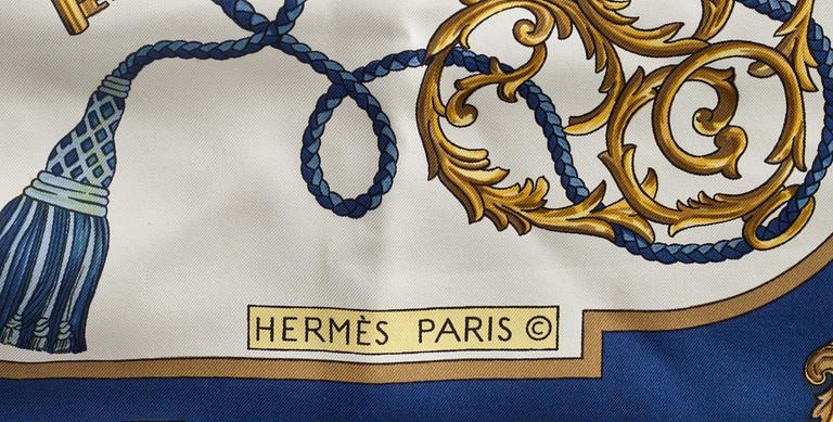 SCARF, siden, "Les Cles", Cathy Latham, Hermès, Paris. Formgiven 1965.