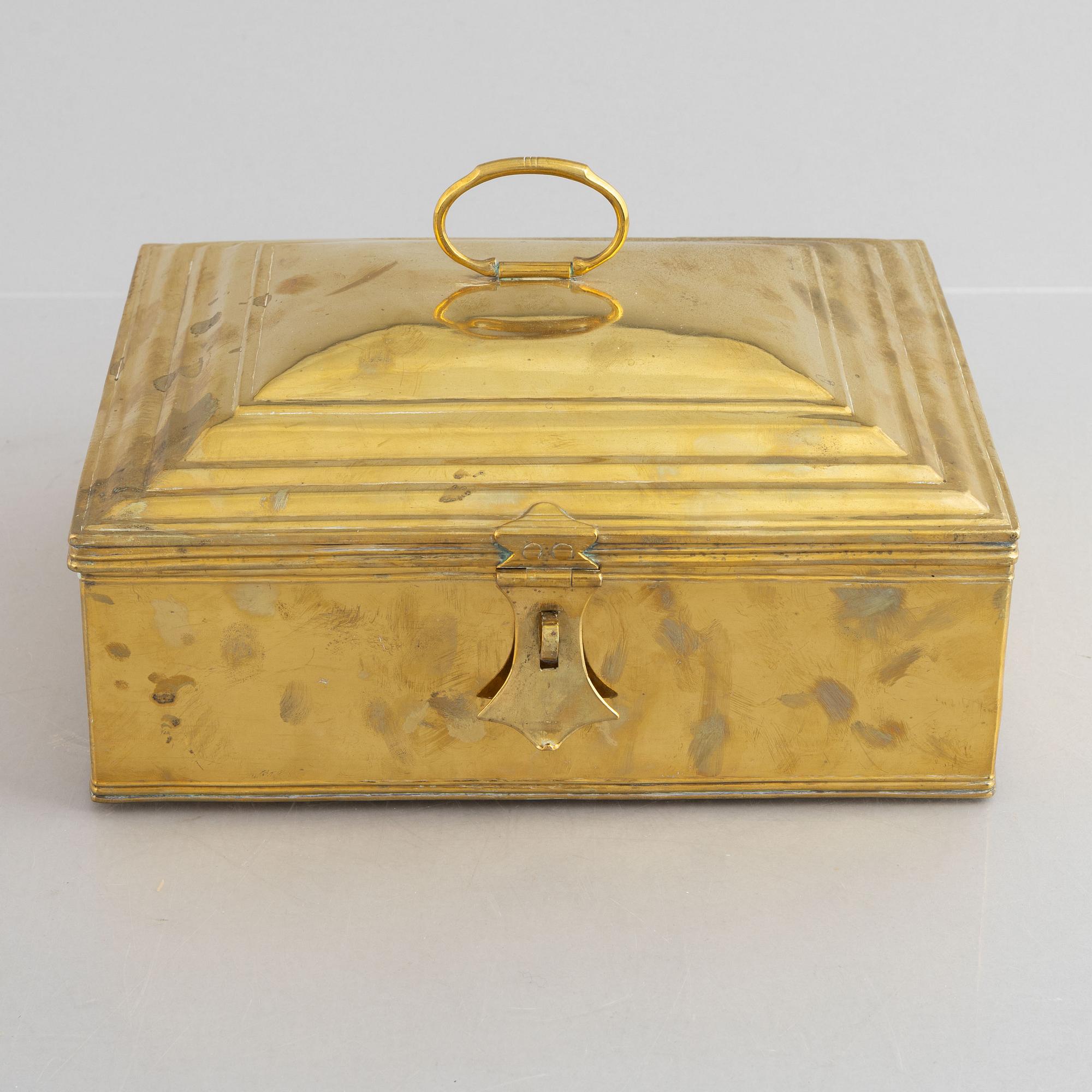 A Northern-European brass casket, dated 1778.