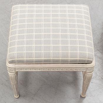 A pair of gustavian late 18th century stools by Erik Öhrmark (master in Stockholm 1777-1813).