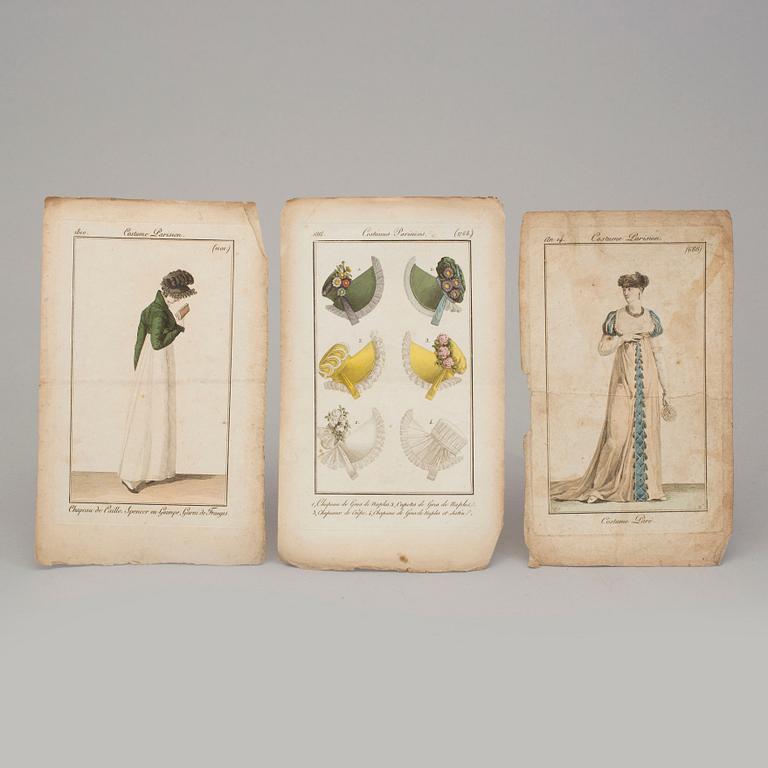 A SET OF 26 HAND COLOURED FASHION ILLUSTRATIONS, early 19th century.