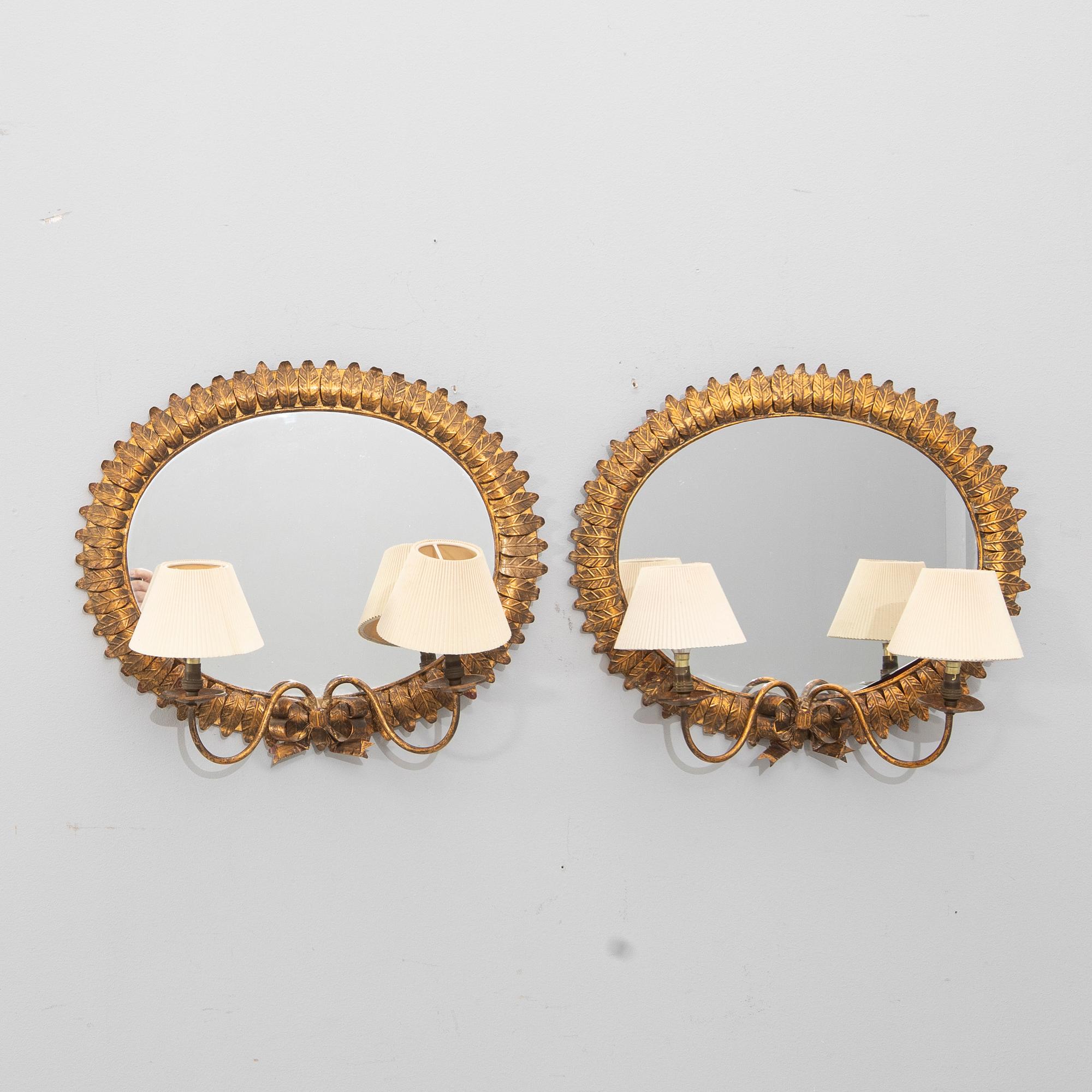 Mirror sconces, a pair, 20th century.