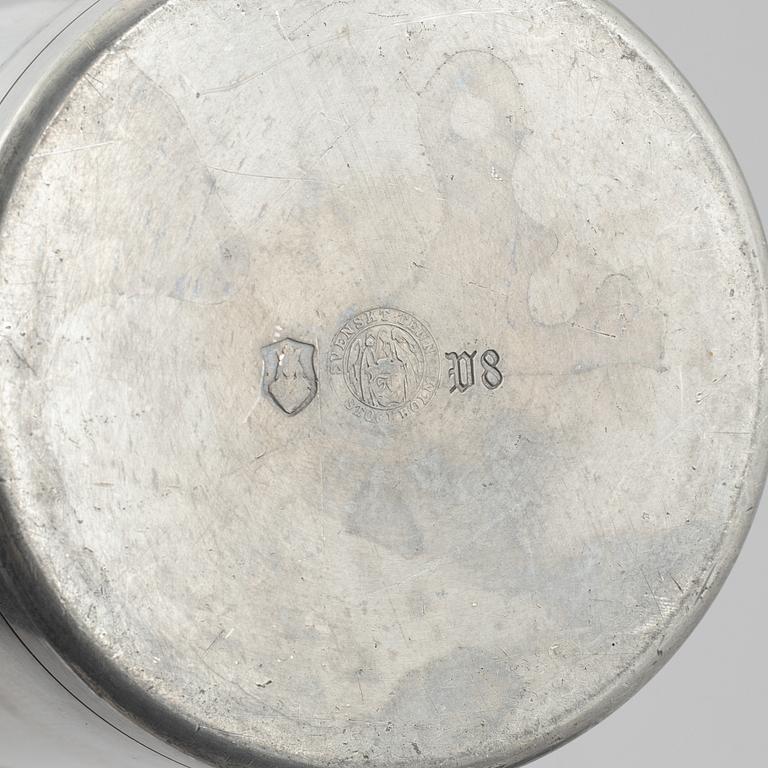 Svenskt Tenn, two pewter beakers, Stockholm 1940 and 1950.