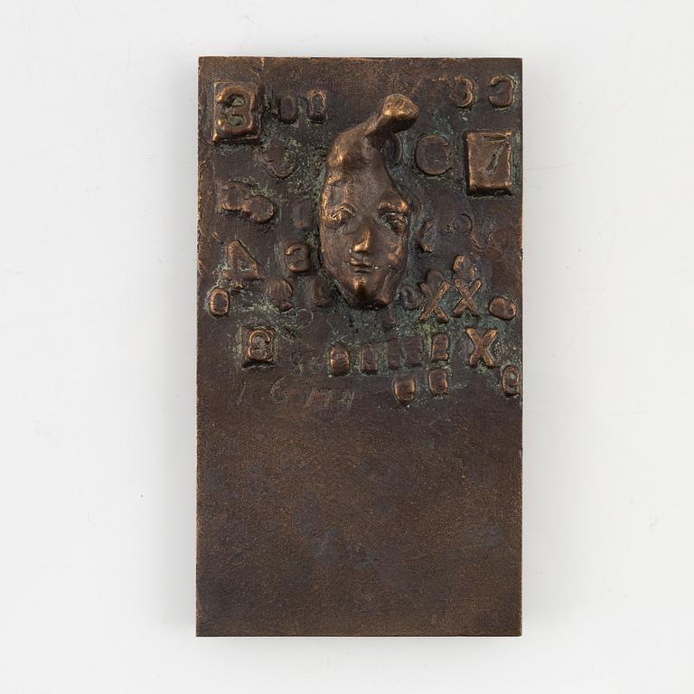 Bror Marklund, embossment, bronze, height 16 cm.