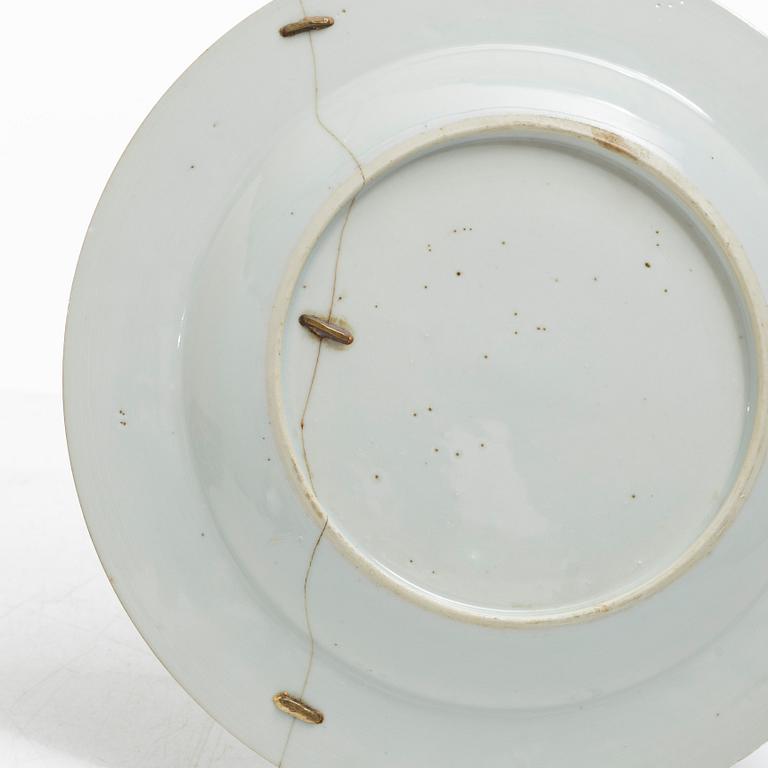 Eleven blue and white porcelain plates, China, Qing dynasty 18th century.