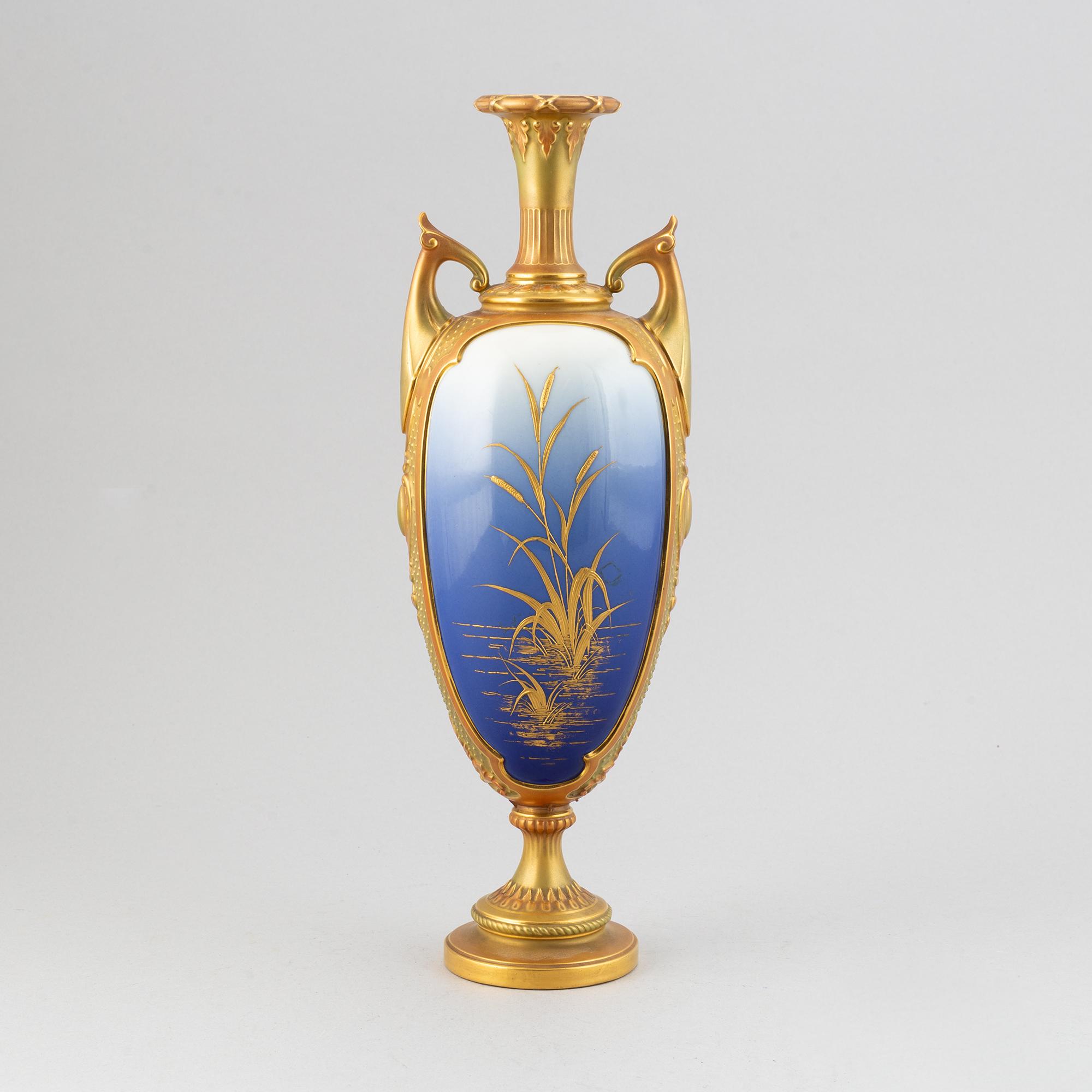 A porcelain urn from Royal Worcester, England, 1897.