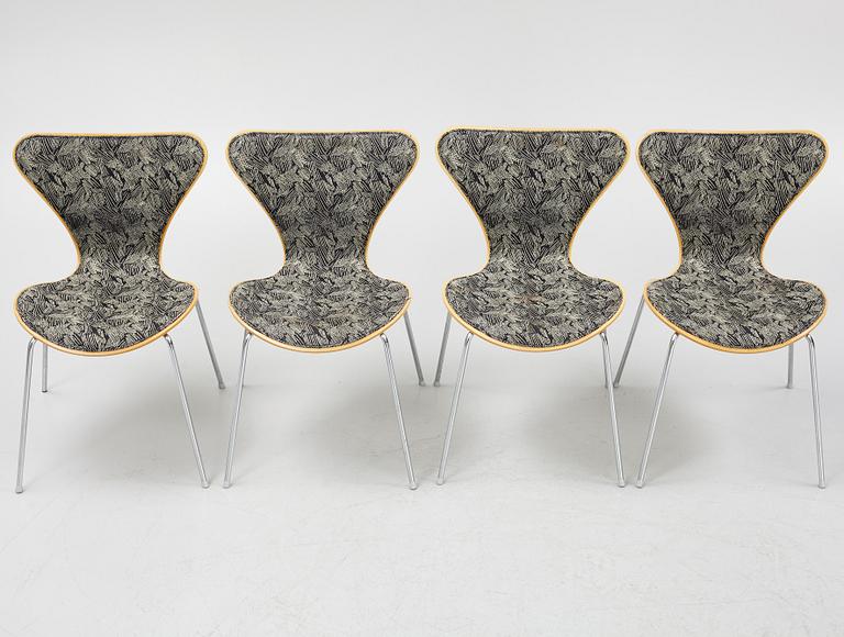 Arne Jacobsen, stolar, 4 st, "Sjuan", Fritz Hansen, Danmark.