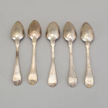 A set of six Swedish 19th century silver dinner-spoons, mark of Johan Carlssons widow, Norrkoping 1836.