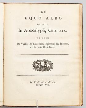 BOK, 3 sambundna volymer av Emanuel Swedenborg, London 1758.