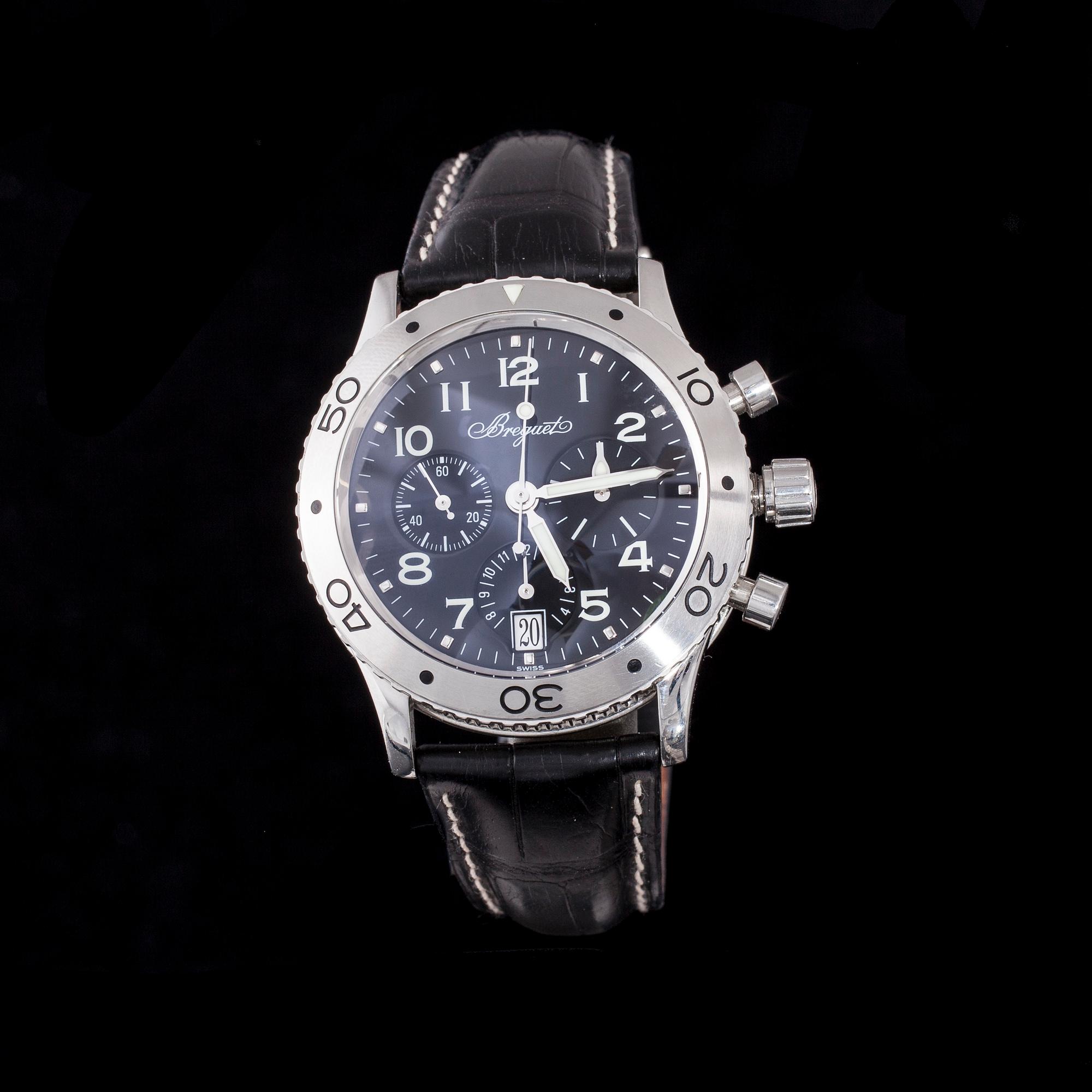 ARMBANDSUR, Breguet Type XX Transatlantique, chronograph, stål. Original box, garantikort, manual. 2008.
