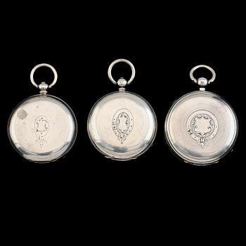 FICKUR, 3 st, silver, bl a England, 1800-tal.