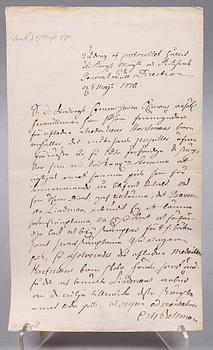 PROTOKOLLSUTDRAG MED AUTOGRAF, Carl Michael Bellman, sign o dat 1770.