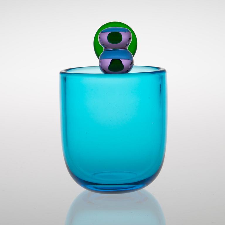 OIVA TOIKKA, A POMPOM VASE. Signed Oiva Toikka Nuutajärvi Notsjö. 1970s.