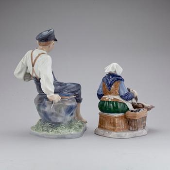 FIGURINER, 2 st, porslin, Royal Copenhagen samt Bing Gröndal.