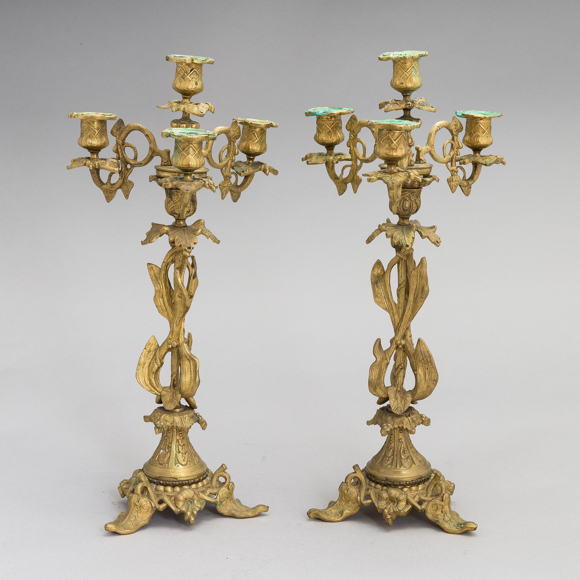 A pair of bronze candelabra from the latter half of the 19th Century.