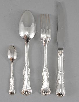 BESTICKSERVIS, 48 delar, silver, "Prins Albert", GAB, Stockholm, 1900-talets tredje kvartal, vikt ca 1870 gram.