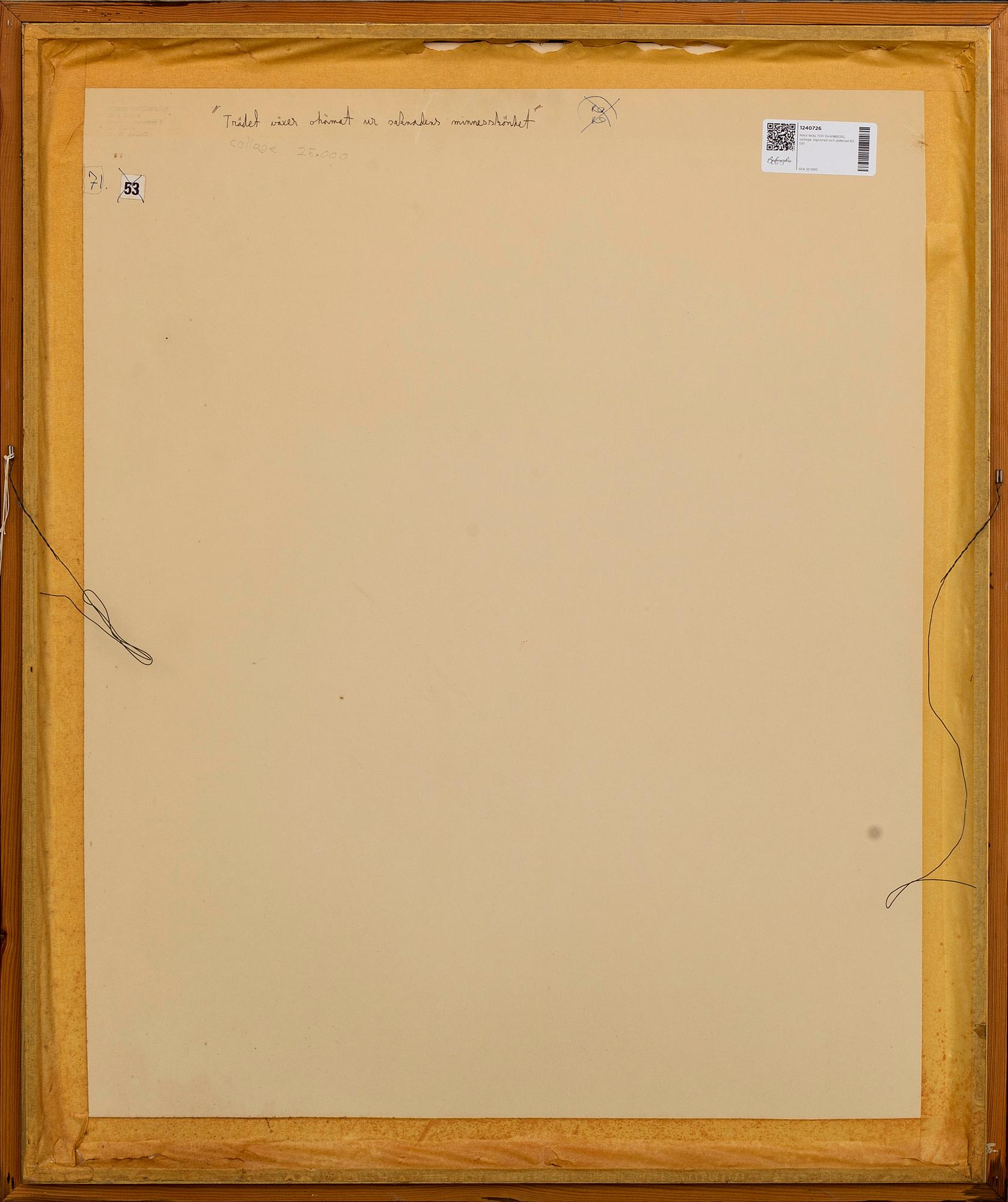 MAX WALTER SVANBERG, a signed and dated collage.