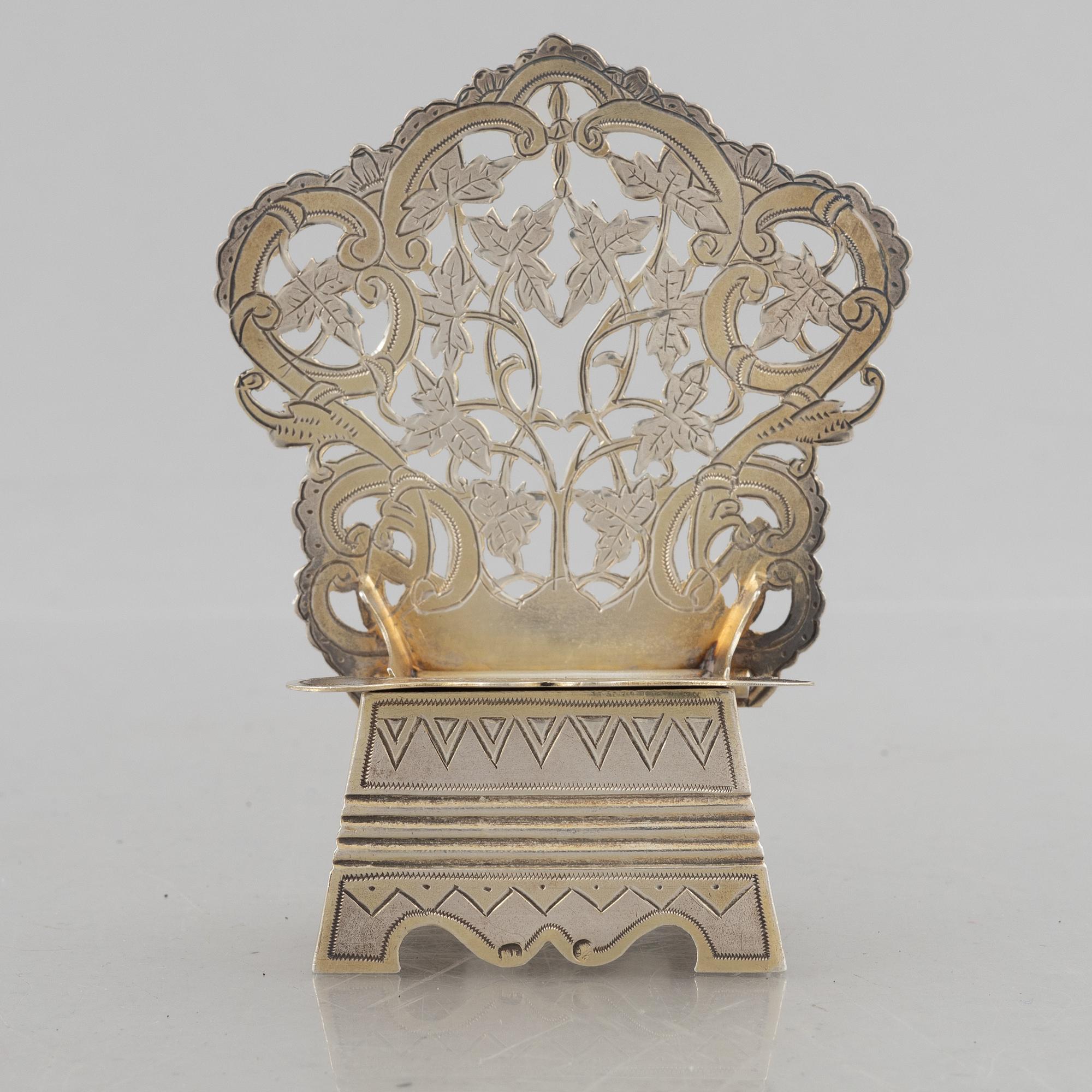 Saltstol, silver, kontrollmästarstämplar Ivan Lebedkin, Moskva, Ryssland 1898-1914.