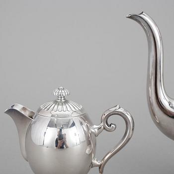KAFFESERVIS, 3 delar, silver, Norge, 1900-talets andra hälft. Total vikt ca 740 gram.