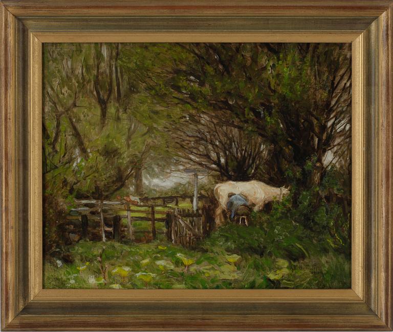 OKÄND KONSTNÄR, olja på duk, otydligt signerad, 18/1900-tal.